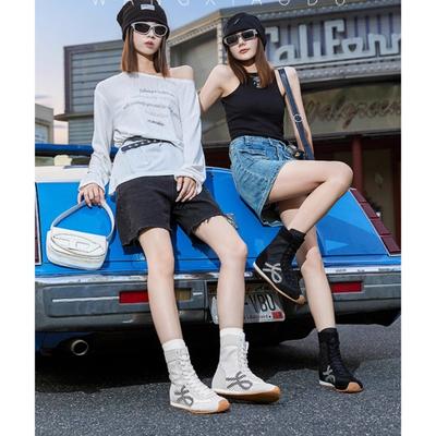 Ван Сяоду боксерки на скрытой платформе женские новые универсальные модные повседневные дышащие спортивные туфли с высоким верхом