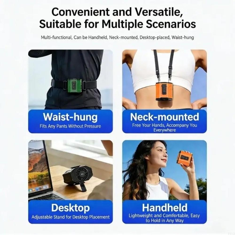 Rechargeable Wearable Belt Fan 100 Gears Hanging Neck Fan Portable Waist Clip Fan Indoor Home