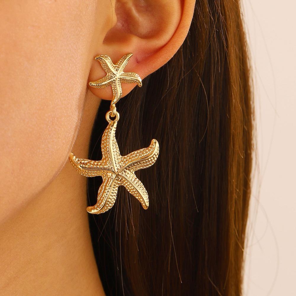 Bohemian Starfish Dangle Earrings Golden Starfish Drop Earrings Starfish Stud Earrings Lady/Gifts