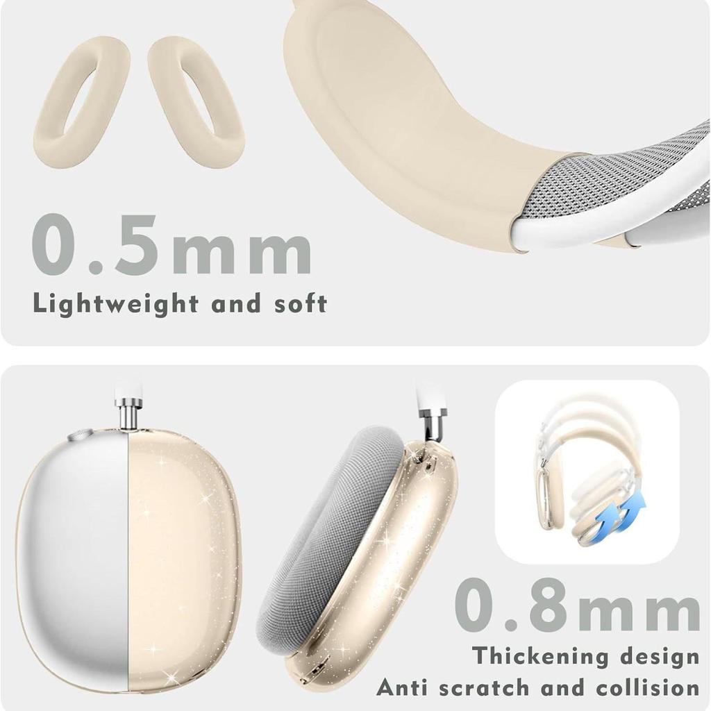 Прозрачный силиконовый чехол с блестками для наушников AirPods Max