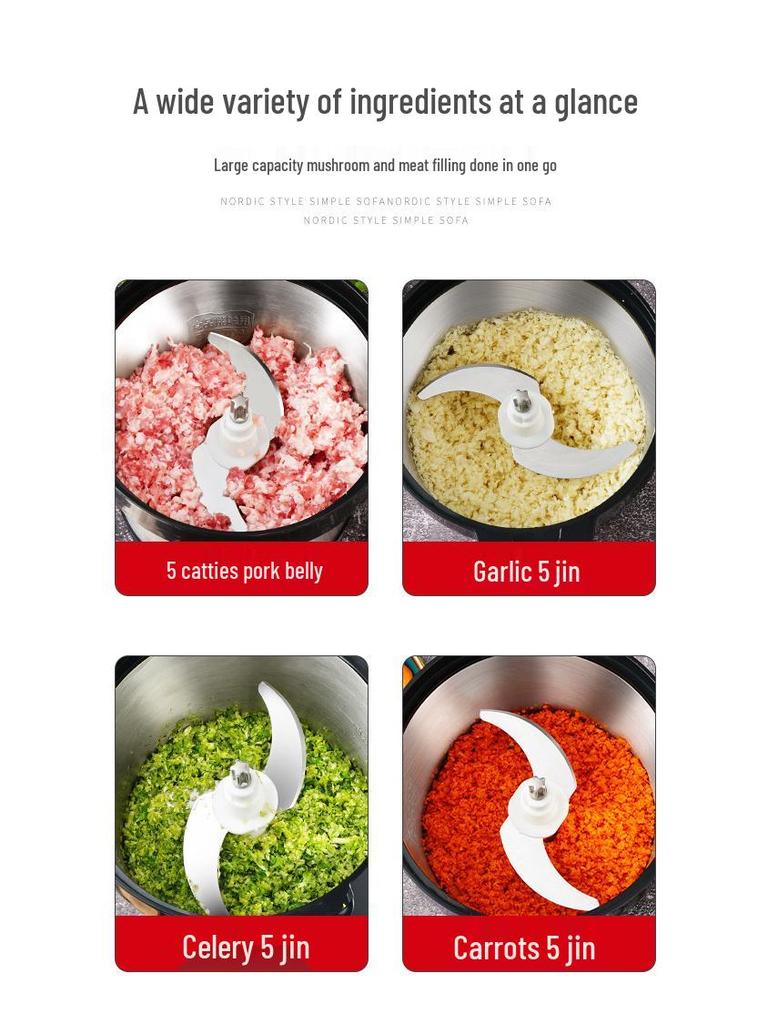 Электрическая мясорубка и кухонный комбайн из нержавеющей стали - Большая емкость для измельчения, фарширования, чесночной пасты и многого другого