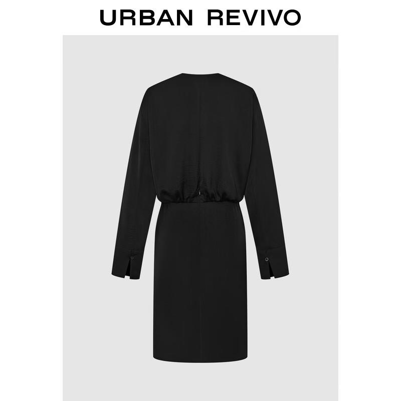 UR 2024 Autumn Elegant Twist-Knot V-Neck Long-Sleeve Dress