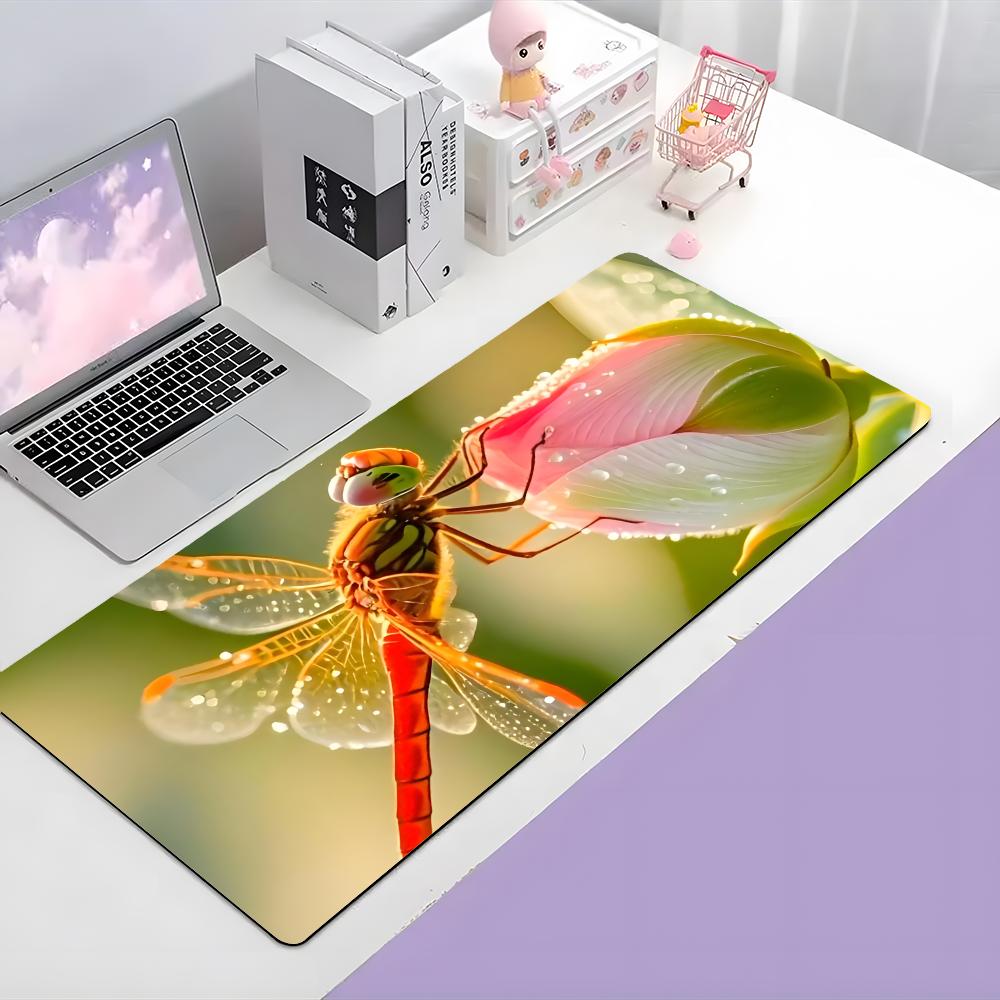 Dragonfly Cute Insect Art Mouse Pad Large Gaming Mousepad With Thick Stitched Edge NonSlip Desk Mat