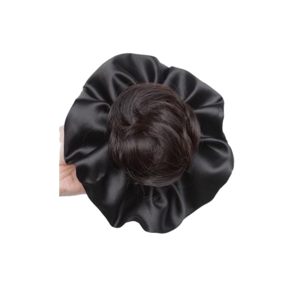 Satin Scrunchie False Hair Pieces Claw Clip Ponytail Chignon Fashion Flower Bun Head Wig  Daily Use