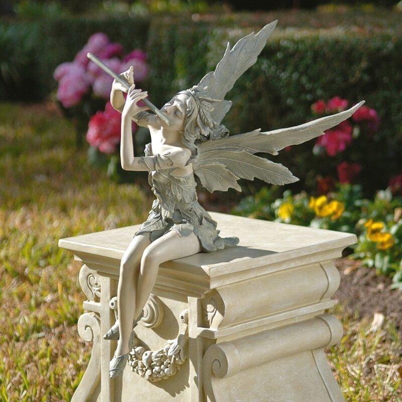Playing The Flute Fairy Statue Angel Garden Sculpture Decoration Outdoor Garden Lawn Courtyard Resin Crafts