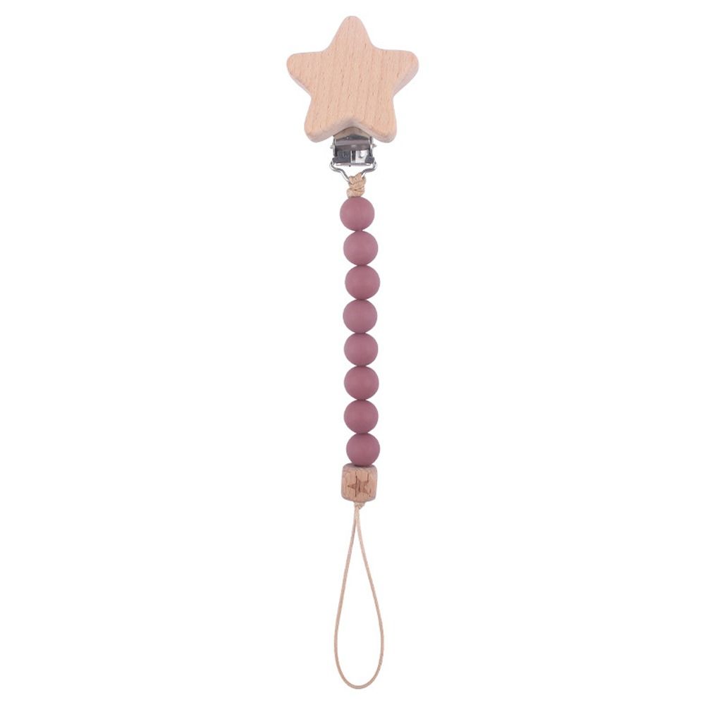 1 Pc Useful Safety Baby Pacifier Chain Beech Wood Star Beads Anti-drop Soft Nipple Bracket Holder Toddler Toys Holder