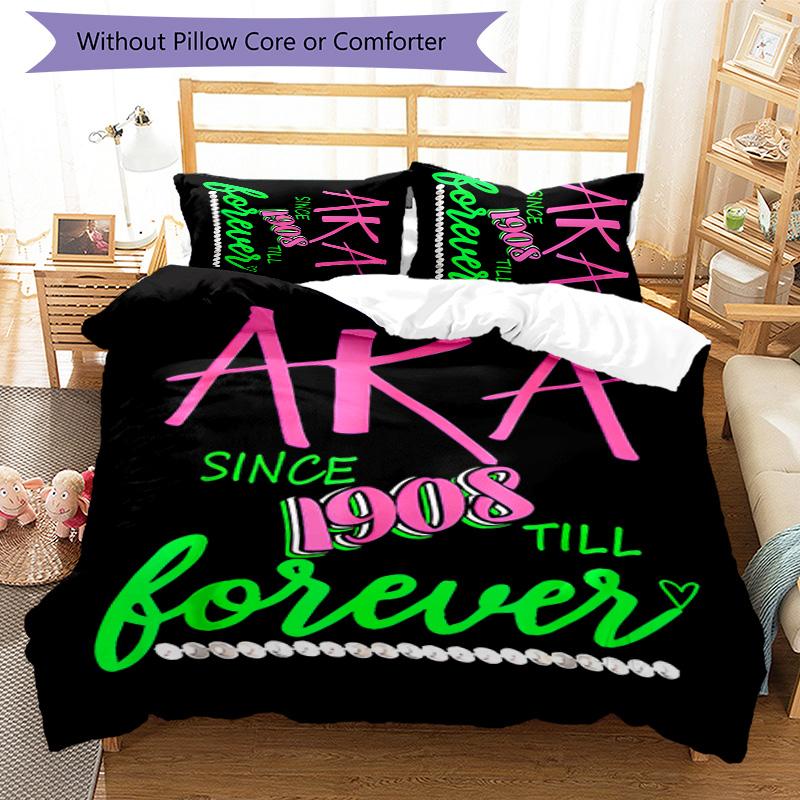 3pcs AKA logo2 pattern bedding set duvet cover set includes duvet cover &pillowcases, perfect all season bedroom decoration & gift