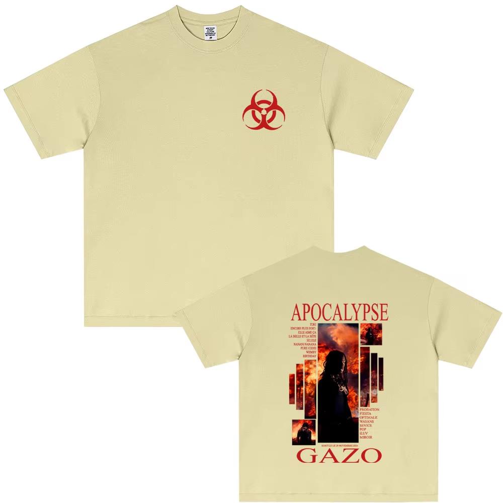 Футболка с альбомом рэпера Gazo APOCALYPSE для мужчин и женщин, хип-хоп мода, поп-музыка, уличная одежда, женские повседневные футболки оверсайз с коротким рукавом