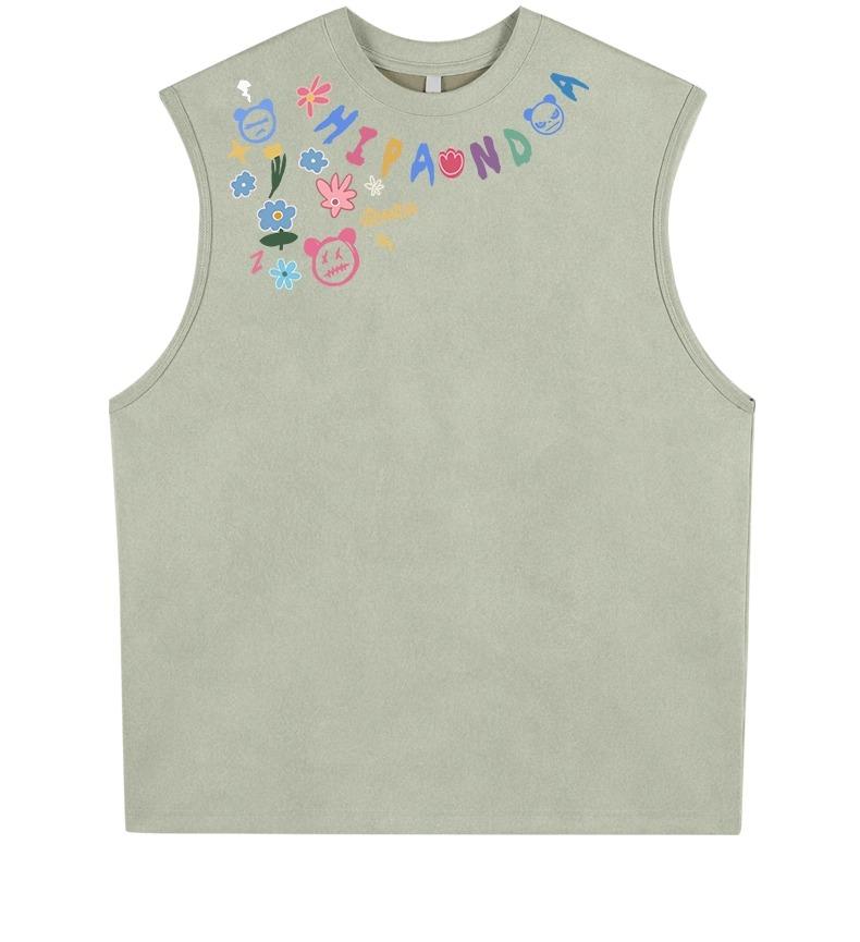 Hipanda Panda American High Street Graffiti Design Loose Tank Top