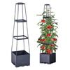 Planter Box with Trellis Automatic Watering Easy Assembly Raised Garden Bed All-Weather Safe Planting Box for Climbing Vertical Plant