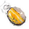 Bumblebee Jasper Gemstone Handmade 925 Sterling Silver Gift Pendant 2.17" W4d83