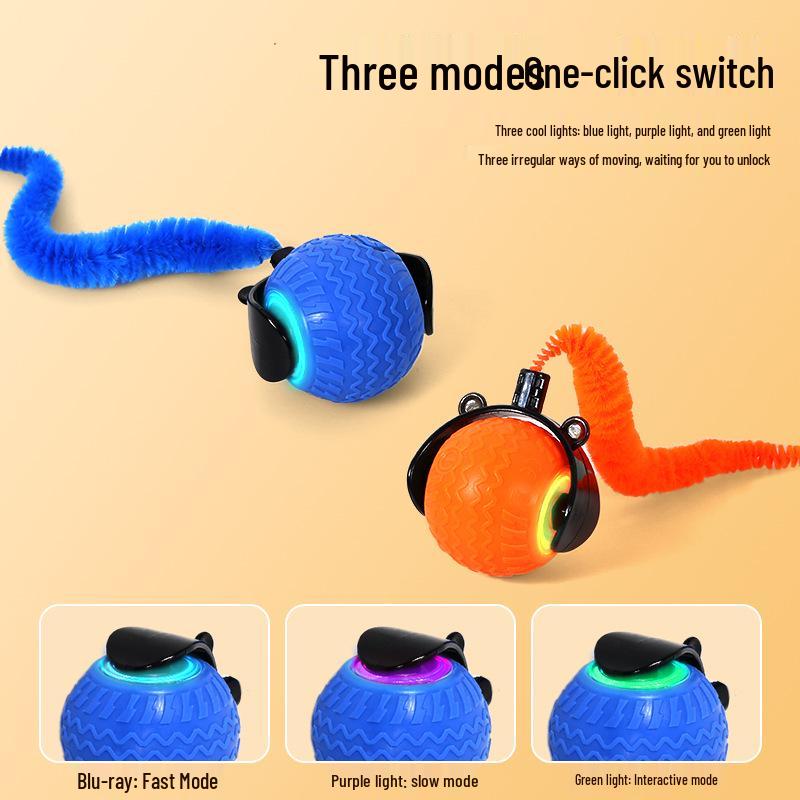 Автоматический электрический мячик-дразнилка для кошек с функцией обхода препятствий и звуком для снятия скуки