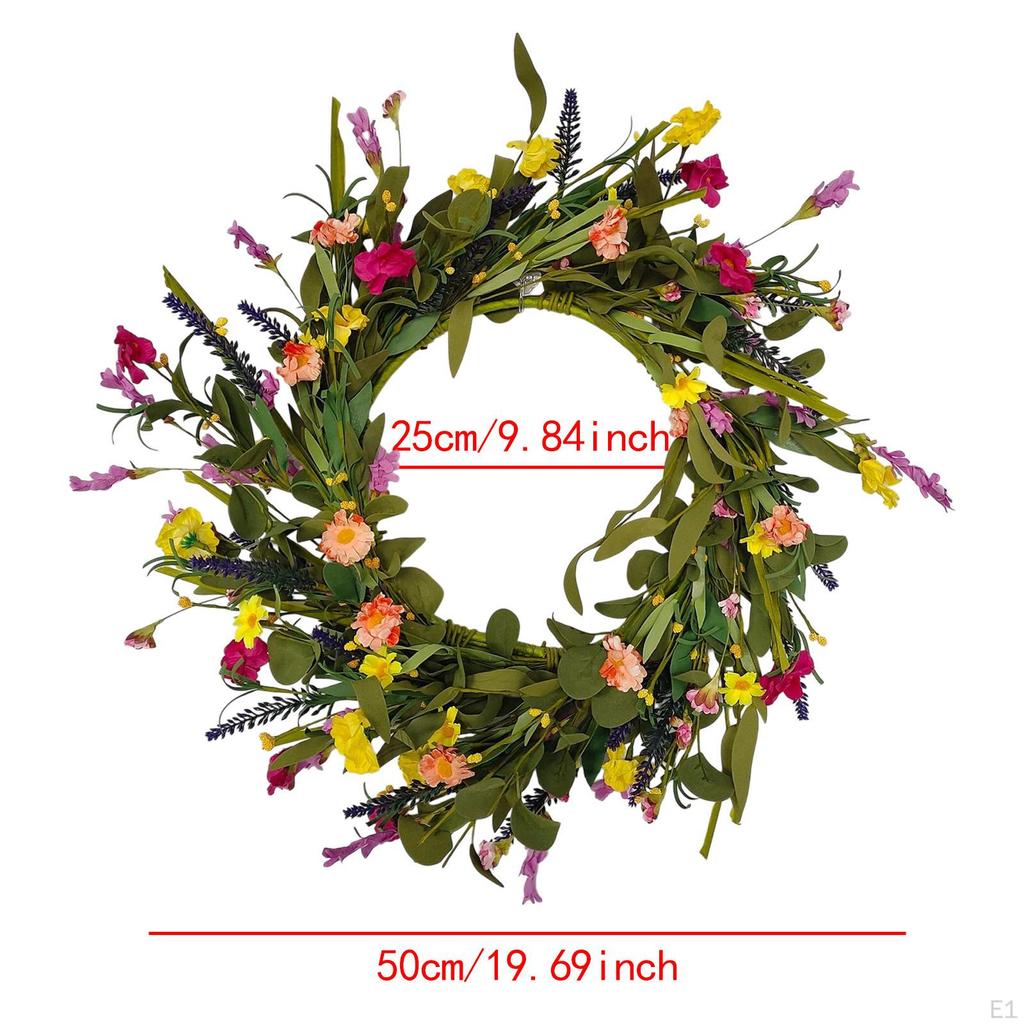 Искусственный венок из цветов, гирлянда для входной двери, декоративная зелень в деревенском стиле, весенний декор
