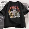 Funny Cat Autism T-shirt Men Women Cotton Short Sleeve Tshirt Unisex Streetwear Grpahic Tees Printed Oversized Male Clothes Tops