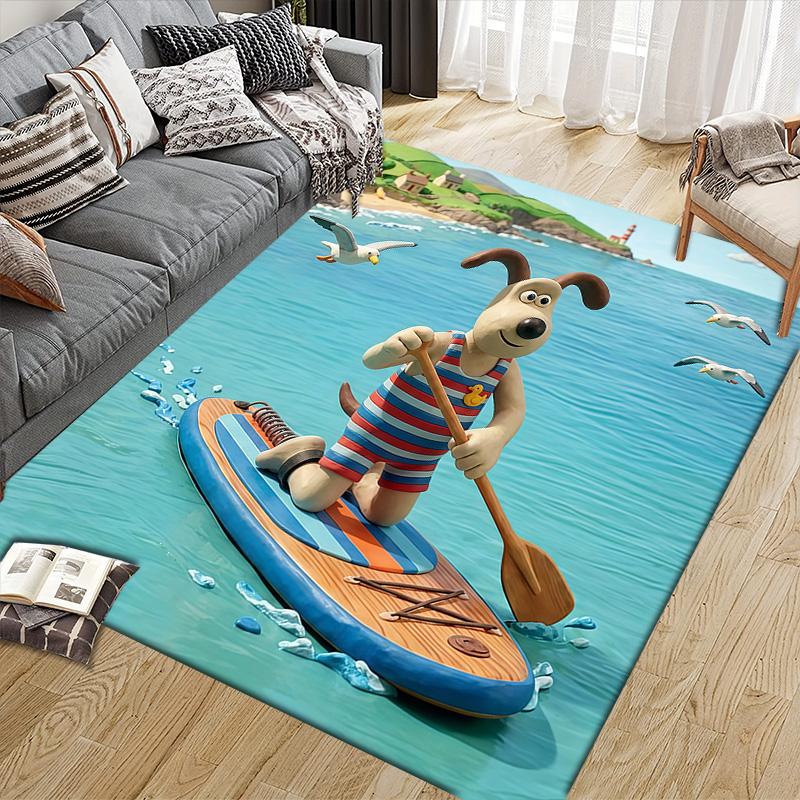 Wallace and Gromit Flannel Pattern Square Carpet,Area Rug,Carpet Rug for Living Room Bedroom Sofa Playroom Decor,Non-slip Floor Mat