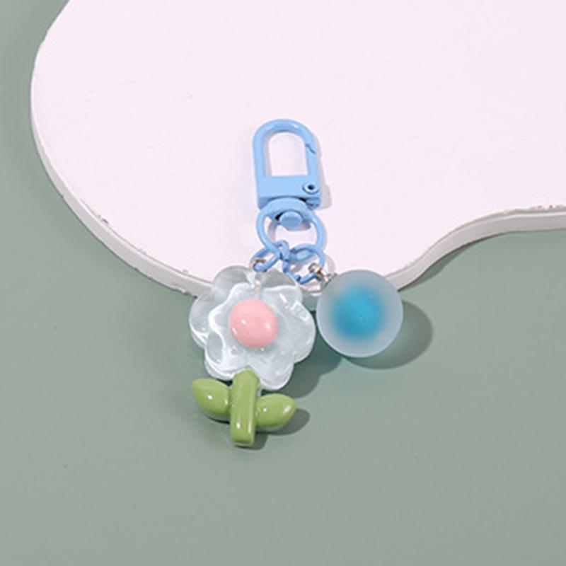 Cartoon Charm Bag Pendant Cute Flower Car Keychain Girl Gift Friendship Headphone Case Decoration Keyring Party Jewelry