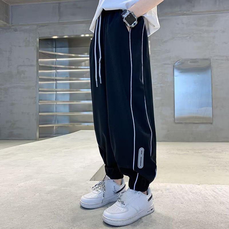 Детская одежда, тонкие брюки для мальчиков, детские повседневные брюки, новые летние свободные спортивные штаны для детей среднего и большого возраста