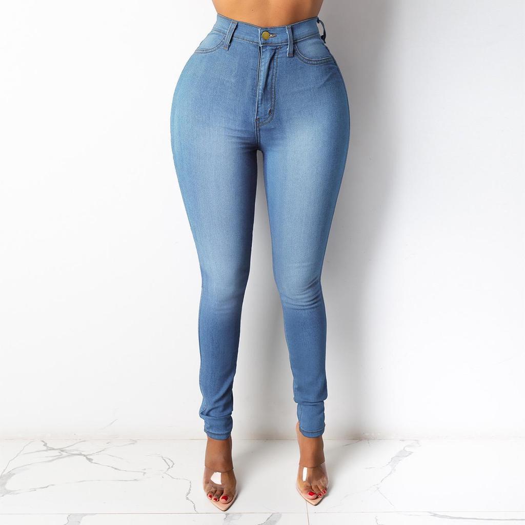 Women's High Waist Slim Pencil Jeans - European and American Style 2023 Collection