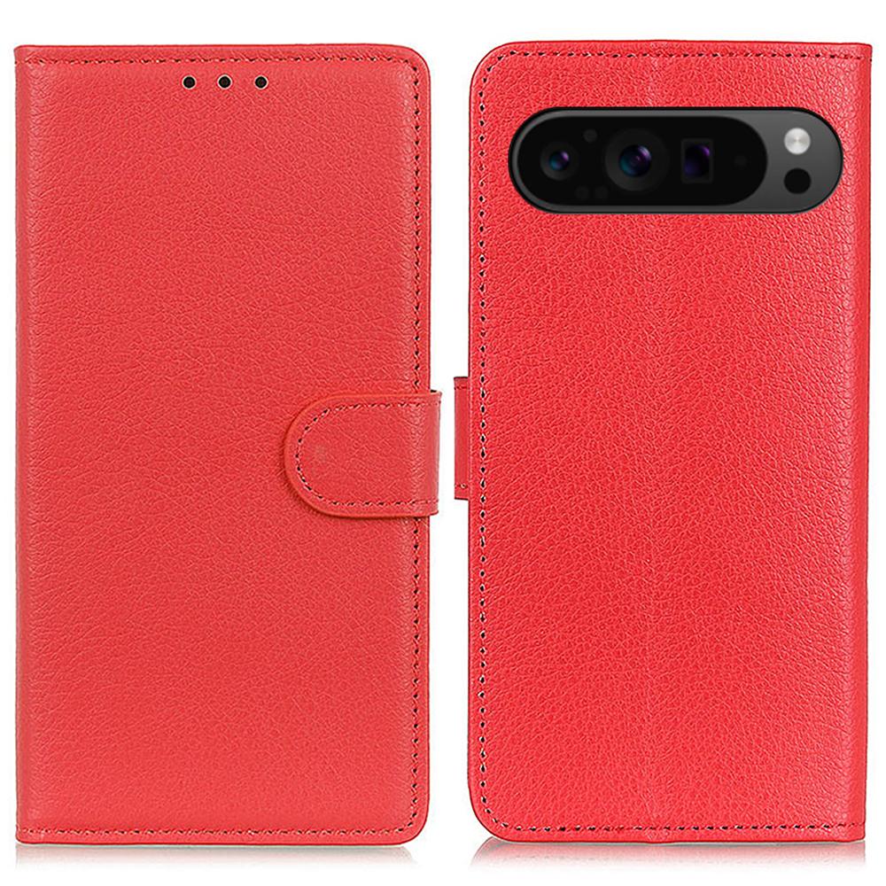 Чехол-книжка из ПУ-кожи с текстурой личи для Google Pixel 10 Pro XL/9 Pro XL