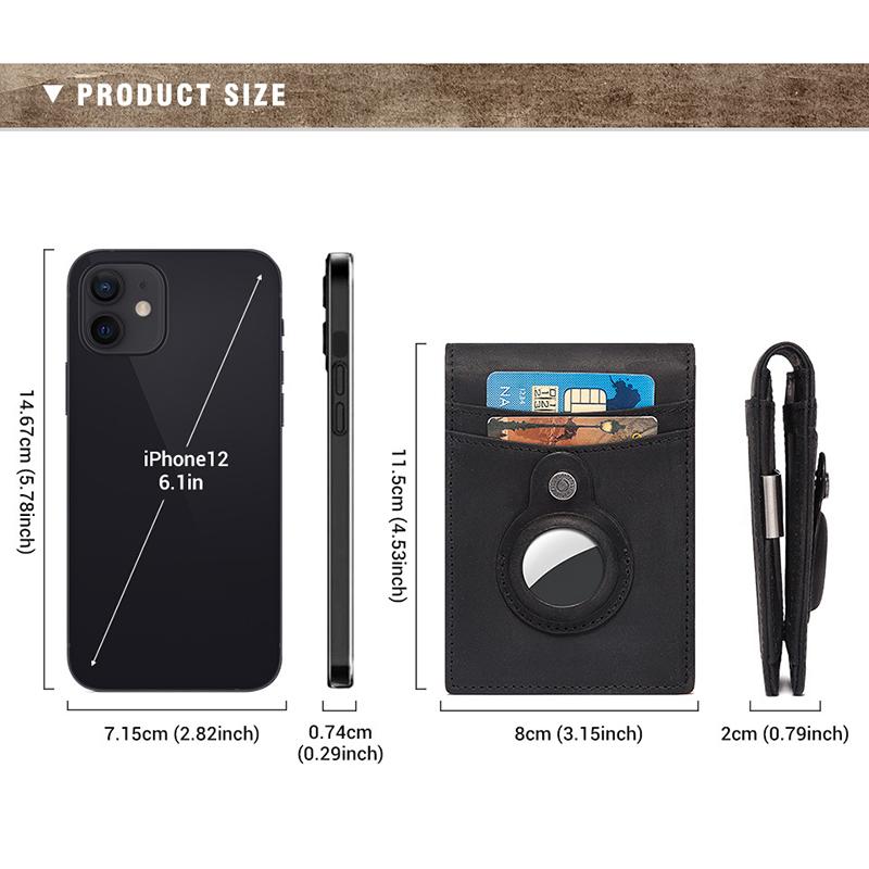 RFID Change Collet Layer Cow Pickup Bag Suitable for Airtag Change Bag US Dollar Clip Leather Men's Wallet