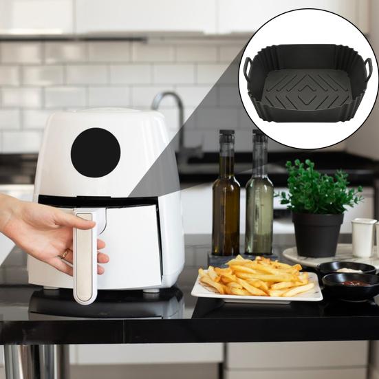 Silicone Air Fryer Liners Square Baking Tray Reusable Air Fryer Basket Kitchen Cooking Gadget for Air Fryer
