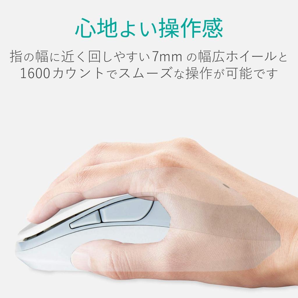 ELECOM Wireless Mouse (Receiver Included), Medium Size, 5 Buttons (Back and Forward Buttons), BlueLED, EPRIM, White, M-DY13DBXWH