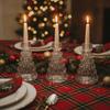 3PCS Glass Desktop Candle Holder Centerpiece Nordic Candles Stand Dinning Table