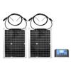 2pcs Solar Panel Kit 50W Monocrystalline Silicon Solar Charge Panel with 10A Controller for Car