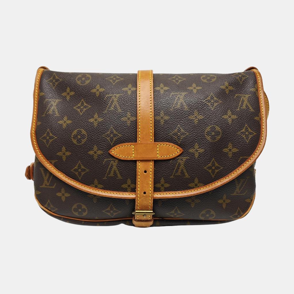 [Pre-Owned] Monogram Saumur 30 Iconic Classic Logo Print Adjustable Shoulder Strap Canvas And Leather Messenger Bag - Fair #1NJ4KC3