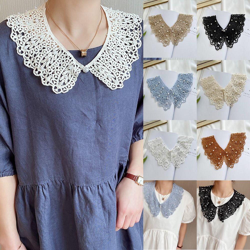 Adjust Clothes Neck Ruff Mini Cape Lapel Half Shirt Lace Fabric Neckline Detachable Fake Collar
