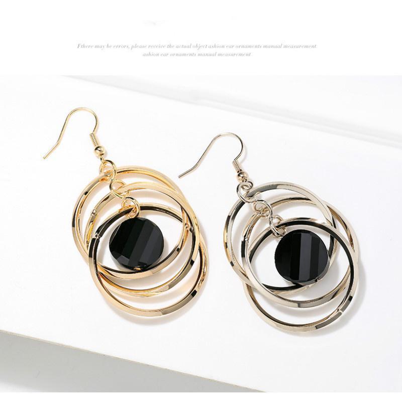 Роскошные модные многослойные круглые серьги-подвески для женщин, большие круглые серьги-кольца, индивидуальные креативные вечерние ювелирные изделия, подарок