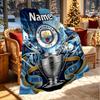 Custom Name Personalized Manchester City Print Blanket, Home Decor, Bedroom, Sofa, Camping, Couch, Gifts for Birthday Christmas