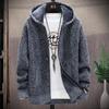 Men's Fall And Winter Casual Sweater Jacket Warm Knit Sweater Hooded Hoodie