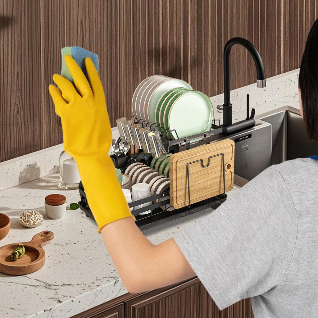Сушилка для посуды Сушилки для посуды для кухонной столешницы 2-ярусный поддон для стекания для мисок кастрюль сковородок чашек кухонной утвари столовых приборов посуды для приготовления пищи RV