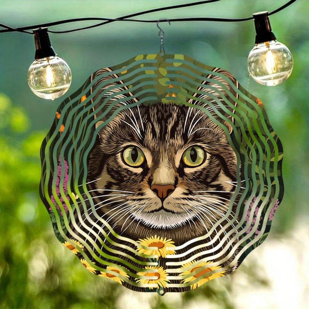 Металлический колокольчик ветра, садовый декор, дизайн енота, яркие цвета, не требует батареек, для патио, дома, для улицы, декоративный подарок