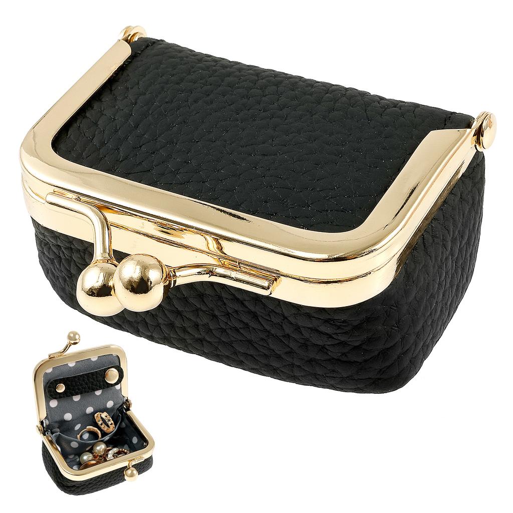 Винтажная кожаная мини-шкатулка для украшений, портативный дорожный футляр для украшений с застежкой-поцелуем, кошелек для монет, коробка для серег, колец, ожерелий, браслетов