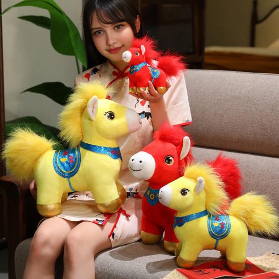 Плюшевая кукла-лошадь для 2026 года Лошади Благоприятные благословения Символ удачи Кукла Новогодние благословения Украшение