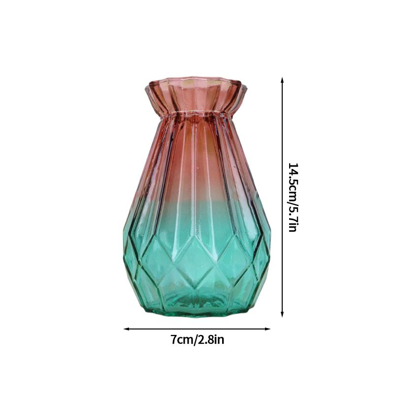 Gradient Glass Vase with Geometric Faceted Design Flower Vase for Wedding Centerpiece Arrangements Home Office Decor Floreros