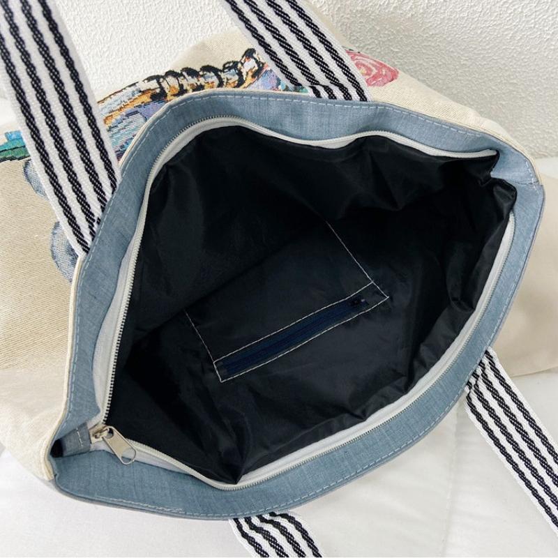 Женская сумка через плечо, простая и модная сумка-тоут с иллюстрацией, художественная сумка подмышкой в стиле ретро, односторонняя вышитая сумка