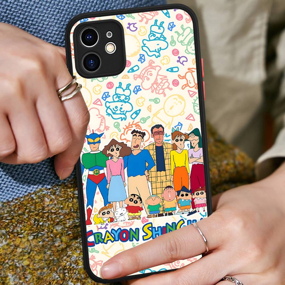 Аниме Крейон Шин-чан Матовый прозрачный чехол для телефона Для IPhone Case 16 15 14 13 12 11 Pro Max X XS Max Plus