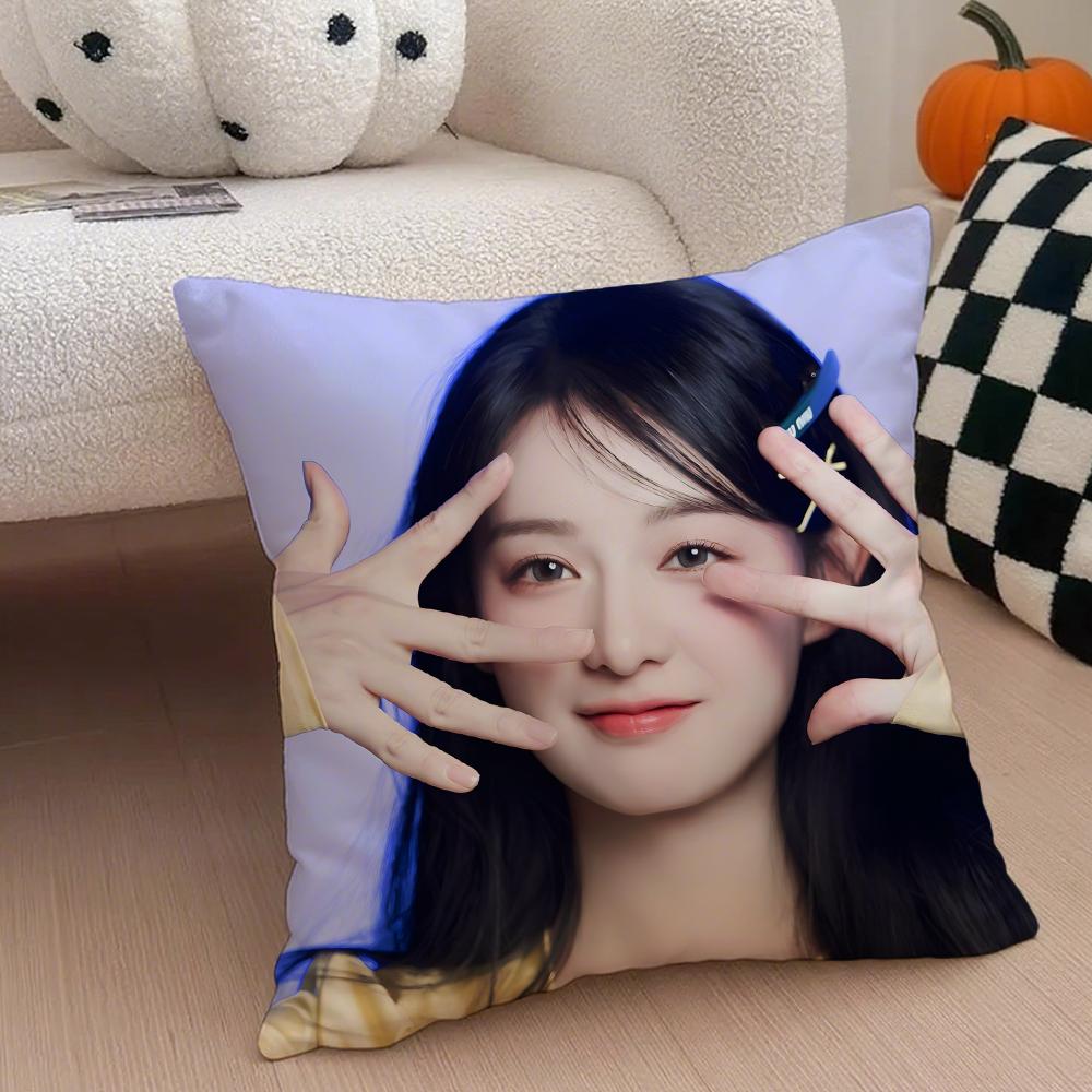 Talented Korean Beautiful Actress KKim Ji Won Cushion Cover Throw Pillow Cover Hidden Button Durable Polyester Chair Cushion