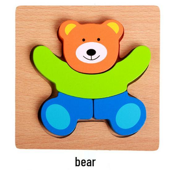 Утолщенная 3D деревянная головоломка «Животные и Транспорт» - Обучающие кубики для младенцев