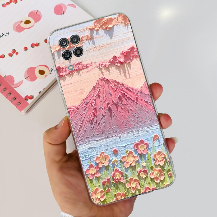 Чехол для Samsung Galaxy A12 Прозрачная накладка Модный Цветок Тонкий Мягкий ТПУ Чехол для Телефона Для Samsung A12 SM-A125F M12 F12 A 12 Capa