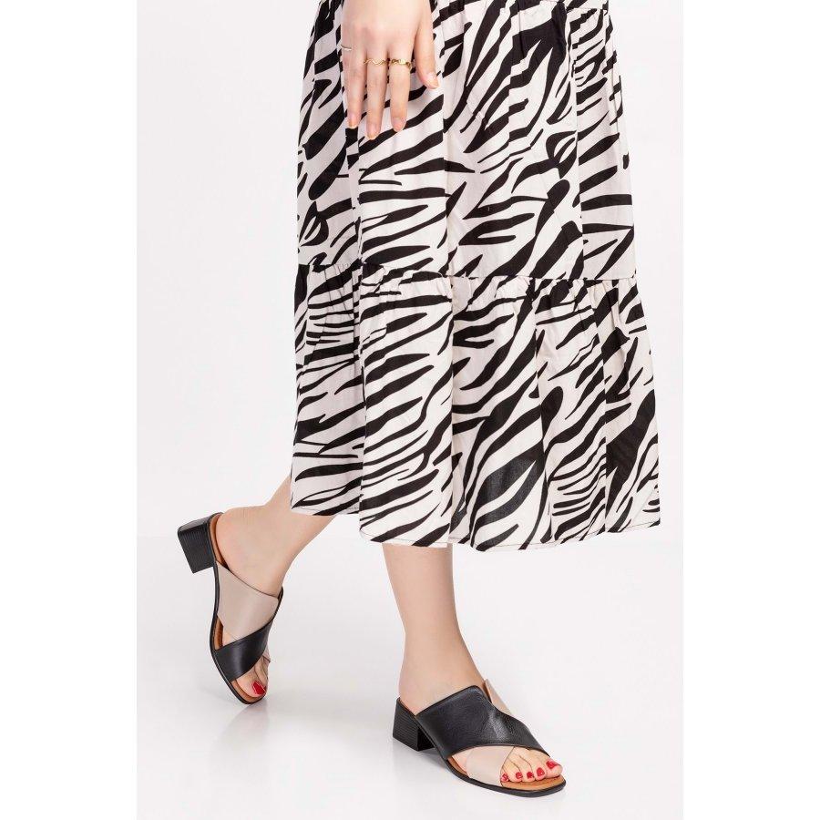 Женские летние тапочки из натуральной кожи на низком каблуке, сабо