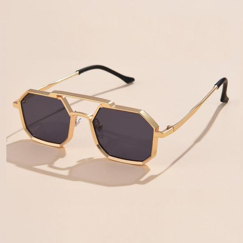 New Double Bridges Metal Large Frame Sunglasses UV400 Fashion Women Men Designer Mirror Eyewear Gafas de sol