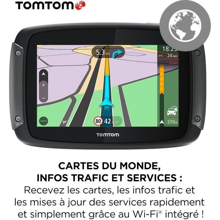 TomTom GPS Moto RIDER 550 Premium Pack - 4,3 дюйма, Карта Мира, TomTom Traffic, Предупреждения об опасных зонах, Звонки в режиме громкой связи