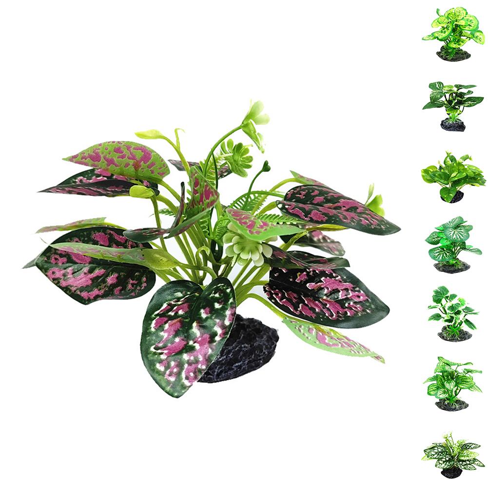 Simulated Reptile Plants For Terrarium Decor, Realistic Artificial Water Plants With Base Amphibian Habitat Decoration, Snake Tortoise Tank Accessorie