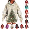 Женский рождественский с принтом банта, с длинными рукавами, свободного кроя, повязка на голову с веревкой, худи-топ с капюшоном