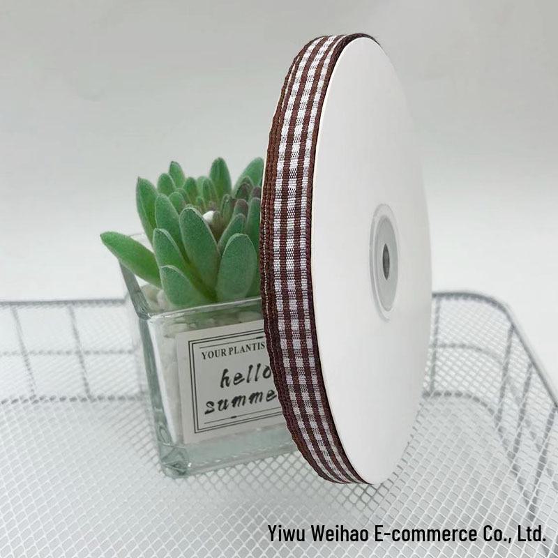 1cm Wide Plaid Ribbon for Cake Packaging, Flower Bouquets, and Christmas Decorations