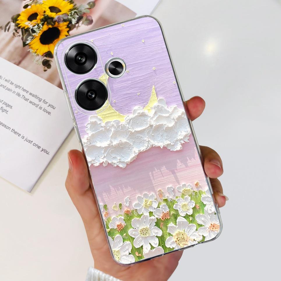 Flower Butterfly Women Fashion Back Cover For Xiaomi Redmi Turbo 3 Phone Funda Transparent Soft TPU Silicone Coque For Poco F6